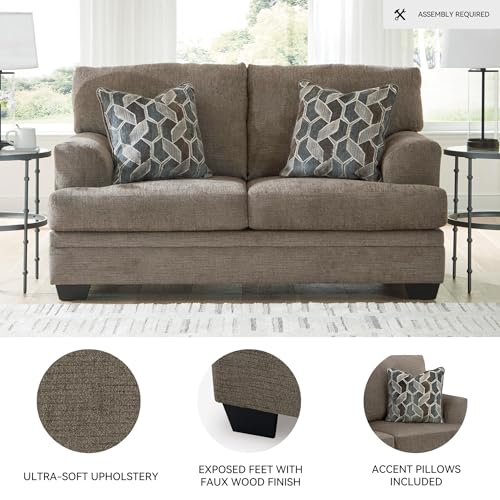 Signature Design by Ashley Stonemeade Casual Loveseat with 2 Toss Pillows, Dark Brown Signature Design by Ashley
