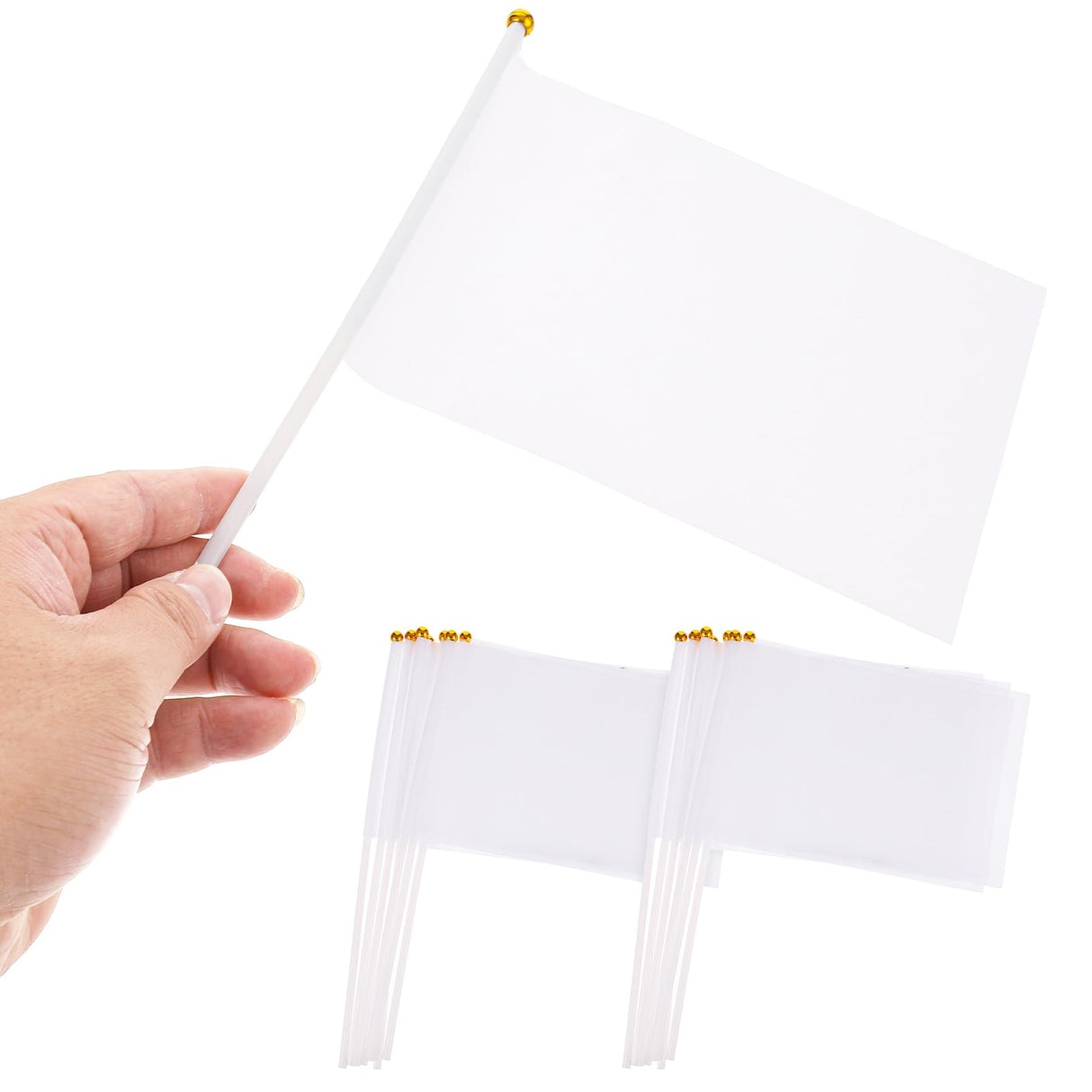200 Pcs White Blank Sublimation Mini Flags Solid White Blank Flag Plain White DIY Color Small Flags on Sticks Hand Held Sublimation Flags Blank Flag for Parades Birthday Wedding Events Celebration Lemecima