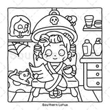 Spooky Vibes: Coloring Book for Adults and Teens with Cute Creepy Characters and Hygge Scenes, Easy and Cozy Designs for Relaxation and Stress Relief (Spooky - Cute - Easy Coloring) WoodArtSupply