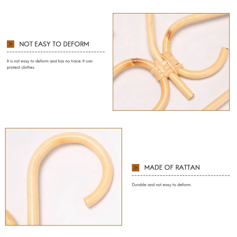 Luejnbogty 2Pcs Rattan Clothes Hanger Natural Rattan Hand-Woven 3 Hook Hanger for Home Wardrobe Clothing Store Decor 40x20cm Luejnbogty