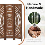 Aletheiawu Room Divider Panel, 6 Panel Boho Room Divider Wall, Wood Room Dividers and Folding Privacy Screens, Boho Room Partitions and Dividers for Bedroom, Dark Brown Aletheiawu