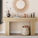 knoworld 63 Inch Long Console Table for Entryway, Farmhouse Wood Rectangular Sofa Table Behind Couch Table, Narrow Entryway Table for Living Room, Entrance, Hallway, Foyer, Easy Assembly (Natural) knoworld