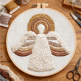Myfelicity Embroidery kit,Adults Set,Nativity Scene Embroidery Hoop Art Set, Religious Christmas Theme, 3-Piece Collection with Angels and Manger Scene in White Embroidery Cloth