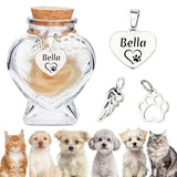 Custom Pet Fur Keepsake, Dog Fur Keepsake, Personalized Pet Hair Memorial Keepsake Bottle, Dog Hair Keepsake with Engraved Name Text Icon for Fur, Whiskers or Ashes (Heart)