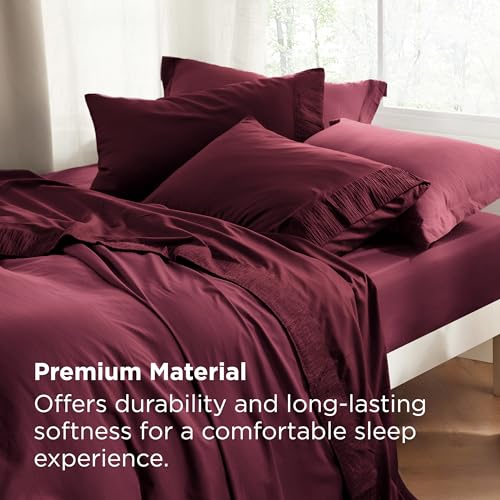 Bedsure Full Size Bed Sheets - 4 Pieces Soft Full Sheet Set - Breathable & Cooling - Hotel Luxury - Easy Care Polyester Microfiber Bedding for Women, Men, Red Bedsure