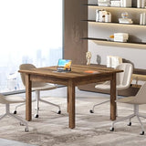 Tribesigns 39.4-Inch Square Conference Table for 4 People, Small Wooden Meeting Room Table with Solid Wood Legs and Thicken Tabletop for Conference Room Seminar Room Boardroom (Greyish-Brown) Tribesigns