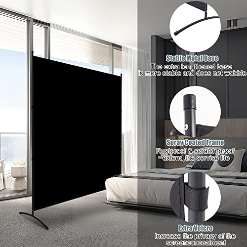 Room Divider Single Panel Privacy Screen, 71''x72''H Large Divider for Room Separation, Thickened Fabric 6FT Room Divider Wall Screen for Bedroom Office School, Portable Partition Room Dividers, Black HOMSCREENER