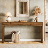 TRIBEWOOD Solid Wood Console Table, 63-Inch Long Farmhouse Sofa Table Behind Couch for Entryway, Living Room, Foyer, Easy Assembly, Brown TRIBEWOOD