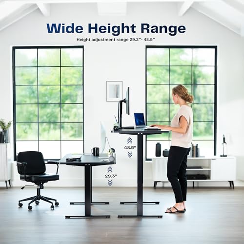 VIVO Electric 60 x 24 in Standing Desk, Memory Height Adjustment, 1B Series, Holds 220 lbs, One-Piece Light Wood Top, White Frame, DESK-KIT-1W6C VIVO