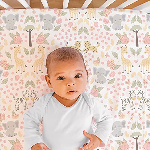 The Peanutshell 3 Piece Baby Crib Bedding Set for Girls - Newborn, Infant & Toddler Nursery Bed Set Decor with Fitted Crib Sheet, Dust Ruffle, Crib Comforter - Wildest Dreams The Peanutshell
