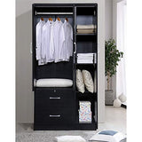 Allora 3 Door Armoire with 2 Drawers 3 Shelves in Black Allora