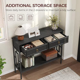 MAHANCRIS Console Table with 2 Drawers, Entryway Table with Storage Shelf, Entrance Accent Tables, 2-Tier Narrow Hallway Table, Behind Couch Table, for Entryway, Living Room, Hallway, Black CTBK6101 MAHANCRIS