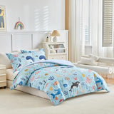 Joyreap 3pcs Cotton Twin Size Comforter Set for Kids, World of The Sea Theme Blue Design, Soft n Cozy Bedding Comforter for All Season- 68x88 inches Joyreap