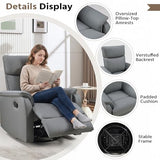 HAOMARKETS Swivel Rocker Recliner Chair, Manual Faux Leather Glider Rocking Recliners for Adults, 360° Swivel Nursery Reclining Sofa with Padded Backrest for Living Room, Grey