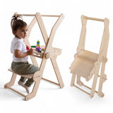 Woodandhearts toddler tower, Made in EU, toddler tower, toddler stool, foldable toddler tower, toddler standing tower, toddler stool for kitchen, toddler tower foldable (Ladder) Wood And Hearts