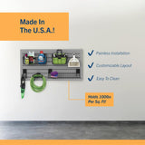 HANDIWALL (BLACK) PVC Slatwall Garage Wall Organizer, 4x2ft Heavy Duty Framed Slatwall Panel Storage Kit, Wall Mount Organizing Storage System For Slatwall Accessories HandiSolutions