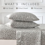 FreshCulture Satin Sheets Full Size - 4 Piece Luxury Soft Silky Full Size Bed Sheets, Similar to Silk Bed Sheet Set with 1 Deep Pocket Fitted Sheet, 1 Flat Sheet & 2 Pillowcases (Leopard) FreshCulture