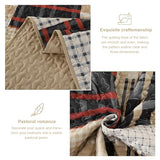 Annibedding Quilt Set Queen Size, Red-Brown Plaid Striped Bedspread Coverlet Set,Soft Microfiber Reversible Lightweight Bedding Cover for All Season(Queen,96"x90") Anibedding