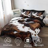 Bedbay Cow Print Comforter Set King Size Animal Skin Bedding 8 Pcs King Bed in a Bag Western Cowhide Rustic Bedding Brown Milk Cow Print Bed Set for All Seasons(Brown,King) Bedbay