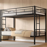 VECELO Bunk Bed Twin Over Twin, Metal Bunkbeds with Ladder and Full-Length Guardrail, No Box Spring Needed, Space Saving, Noise Free, Black VECELO