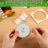 14 PCS Hand Embroidery Christmas Ornaments Kit, Christmas Embroidery Kit with DIY Material Package, 3D Novice Embroidery Needlepoint Starter Kit with Easy Patterns & Instructions (Red)
