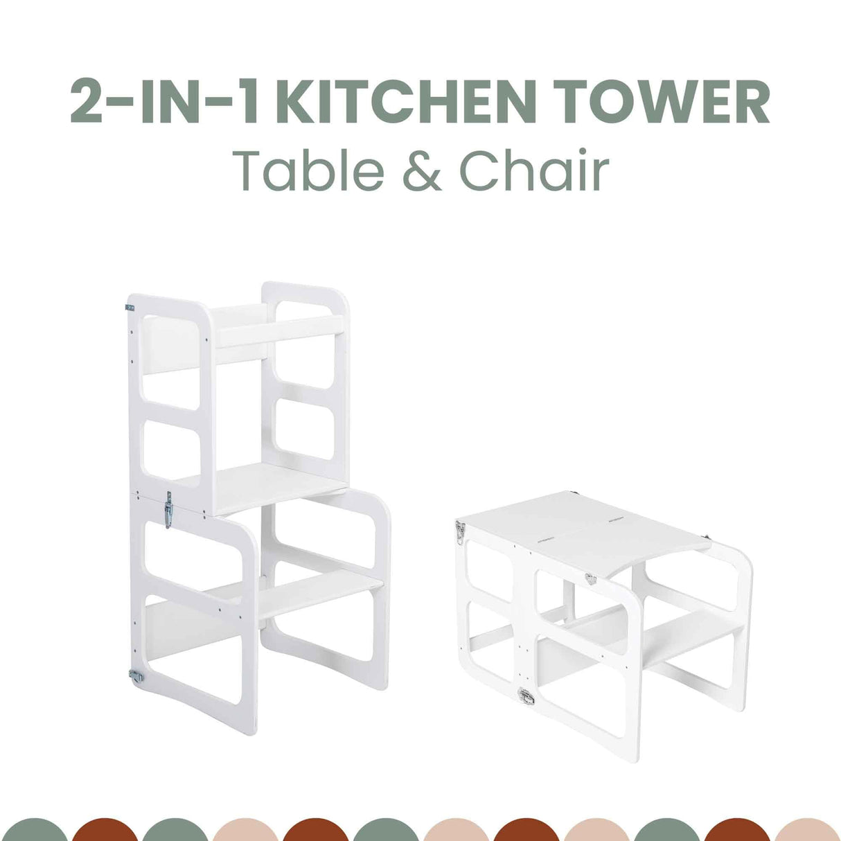 2-in-1 Kitchen tower, Transformable kitchen tower, Kitchen step stool, Weaning table and chair, Kids table and chair Sweet Home From Wood
