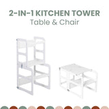2-in-1 Kitchen tower, Transformable kitchen tower, Kitchen step stool, Weaning table and chair, Kids table and chair Sweet Home From Wood