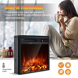 Tangkula 18 Inch Recessed Electric Fireplace Insert, 1500W Freestanding Fireplace Stove Heater W/Adjustable Flame Effect & Temperature, Built-in Thermostat, Timing Function, Remote Control Tangkula