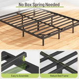 STHYTON Floating Bed Frame Queen, Platform Bed with LED Lights & Charging Station, Ergonomic Storage Headboard, Heavy Duty Metal Slats, No Box Spring Needed, Easy Assembly, Dark Gray STHYTON