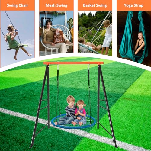 Swing Stand Frame, 550lbs Weight Capacity Swing Stand, Heavy Duty A-Frame Swing, Single Swing Frame for Yoga Hammock Saucer Baby Porch Swing(Swing NOT Included),Orange - WoodArtSupply