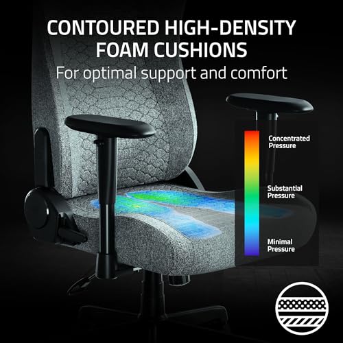 Razer Iskur V2 X Ergonomic Gaming Chair: Built-in Lumbar Support - Widened Seat - High Density Foam Cushions - Adjustable 152 Degree Recline - 2D Armrests - Plush Fabric Finish - Light Gray Edition Razer
