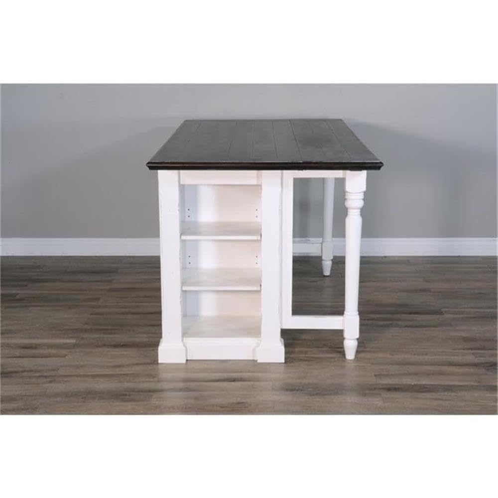 Pemberly Row Wood Kitchen Cart in Espresso (36" H x 71.5" W x 38" D) for Kitchen, Dining Room with Adjustable Shelves, 13" Drop Leaf, Easy Assembly Pemberly Row