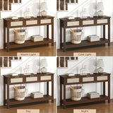 Luoxiao Console Table for Entryway with 3 Rattan Drawers Boho Entry Table with Storage Open Shelf, Narrow Long Sofa Tables for Living Room, Hallway, Foyer, Couch, Front Door, Walnut, 47 Inch Luoxiao