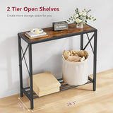 Tajsoon Console Table 28.3''L, 2 Tier Narrow Entryway Table with Open Shelves, Small Sofa Table for Living Room, Entrace, Hallway, Foyer, Corridor, Office, Rustic Brown Tajsoon