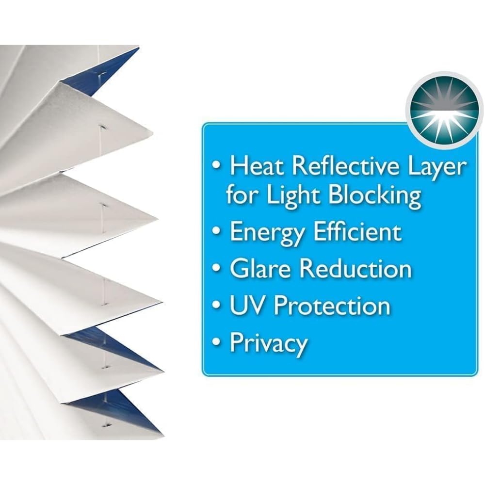 Redi Shade No Tools Easy Lift Trim-at-Home Cordless Pleated Light Blocking Fabric Shade Natural, 30" W x 64" L, (Fits windows 19 in - 30 in) Redi Shade