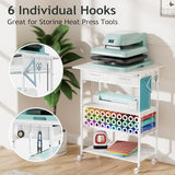 Homsorout Movable Heat Press Table - Heat Transfer Machine Stand Compatible for Cricut, Vinyl Roll Holder, Rolling Metal Wood Sublimation Printer Organizer for T Shirt Maker Craft, 23.6''×19.6'' Homsorout