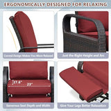 ATR ART TO REAL Outdoor Recliner, Outdoor Resin Wicker Patio Recliner Chair with 5.5'' Cushions, Patio Furniture Auto Adjustable Rattan Sofa, UV/Fade/Water/Sweat/Rust Protected, Easy to Assemble (Red)