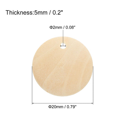 uxcell Round Wooden Discs, 50Pcs 20mm - Log Unfinished Wood Circles with Holes, Wood Ornaments for Crafts, DIY Jewelry Accessories, Birthday Board Tags uxcell