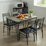 VECELO Dining Table Set for 4, Kitchen Table Set with 4 Chairs for Small Space, Space-Saving and Modern Design, Apartment, Easy to Assemble, Retro Brown VECELO
