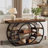 Tribesigns 47" Console Table for Living Room, 5-Tier Industrial Entryway Table with Metal Frame, Narrow Sofa Table Behind Couch Accent Tables for Entryway, Hallway, Foyer, Rustic Brown Tribesigns