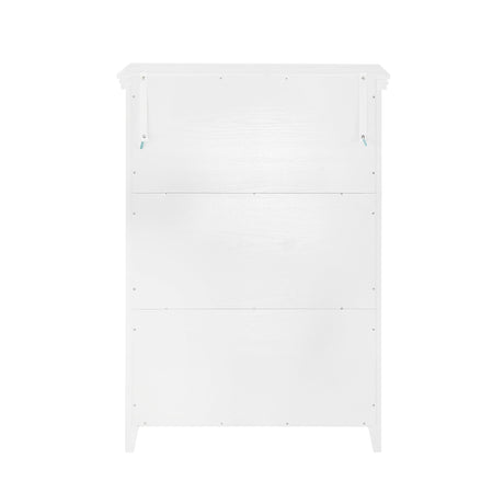 Ball & Cast Farmhouse 6 Drawer Dresser, Chest of Drawers with Vintage Carved Flower Handle and Wood Grain Tabletop, Anti-Tipping Design,31.5" Wide Storage Organizer for Bedroom, Living Room,White Ball & Cast