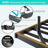 Floating Queen Bed Frame with Headboard and Storage,Metal Platform Bed Frame Queen Size with Charging Port and LED Lights,No Box Spring Needed,Easy Assembly,Noise Free,Heavy Duty Black Bed Frame SOLACECASA