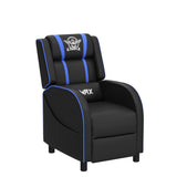 GYMAX Gaming Recliner, Massage Gaming Chair w/Adjustable Footrest, Remote Control & Side Pocket, Ergonomic Game Lounge Chair, Racing Style Single Theater Seat Game Sofa for Adults (Blue) GYMAX