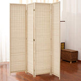 Esright 4 Panel Bamboo Room Divider, 6 Ft Tall Folding Privacy Screen Room Divider, Freestanding Partition Wall Dividers for Office,Bedroom, Beige Esright