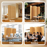 JOSTYLE 6ft. Tall Extra Wide Folding Privacy Screens with Diamond Double-Weave Room dividers and Freestanding Privacy Screens(Yellow, 4-Panel) JOSTYLE