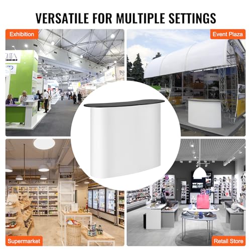 VEVOR Portable Tradeshow Podium Table, 51.18" x 18.31" x 37.4", Display Exhibition Counter Stand Booth Fair with Wall, Foldable Promotion Retail Bar Table Pop Up Podium with Storage Rack, Carrying Bag
