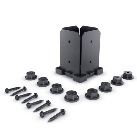Ozco 51707 Ironwood 4x4 Post Base, Black Galvanized Steel, Hex Cap Nuts Included (1 per Pack) Ozco Building Products