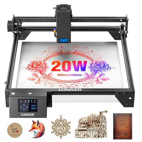 LONGER RAY5 Laser Engraver 20000mW Laser Cutter 130W CNC Laser Cutter with 3.5"Touch Screen Laser Engraving Machine DIY Engraver Tool for Metal Glass Wood Leather Laser Class ii Longer
