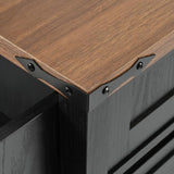 53.7" Farmhouse Kitchen Island with Power Outlet, 2 Sliding Barn Door Kitchen Storage Island with Drop Leaf, Spice Rack Rolling Kitchen Cart on Wheels, for Home, Kitchen and Dining Room, Black HomeGearTech