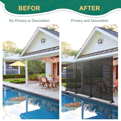72" H×47" W Metal Outdoor Privacy Screen Outdoor Freestanding Screen Panels for Patio Lawn Deck, Decorative Privacy Fence(Consists of 3 Panels) TUYOHW